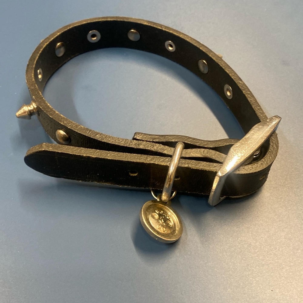 bond & co. small black leather spiked dog collar